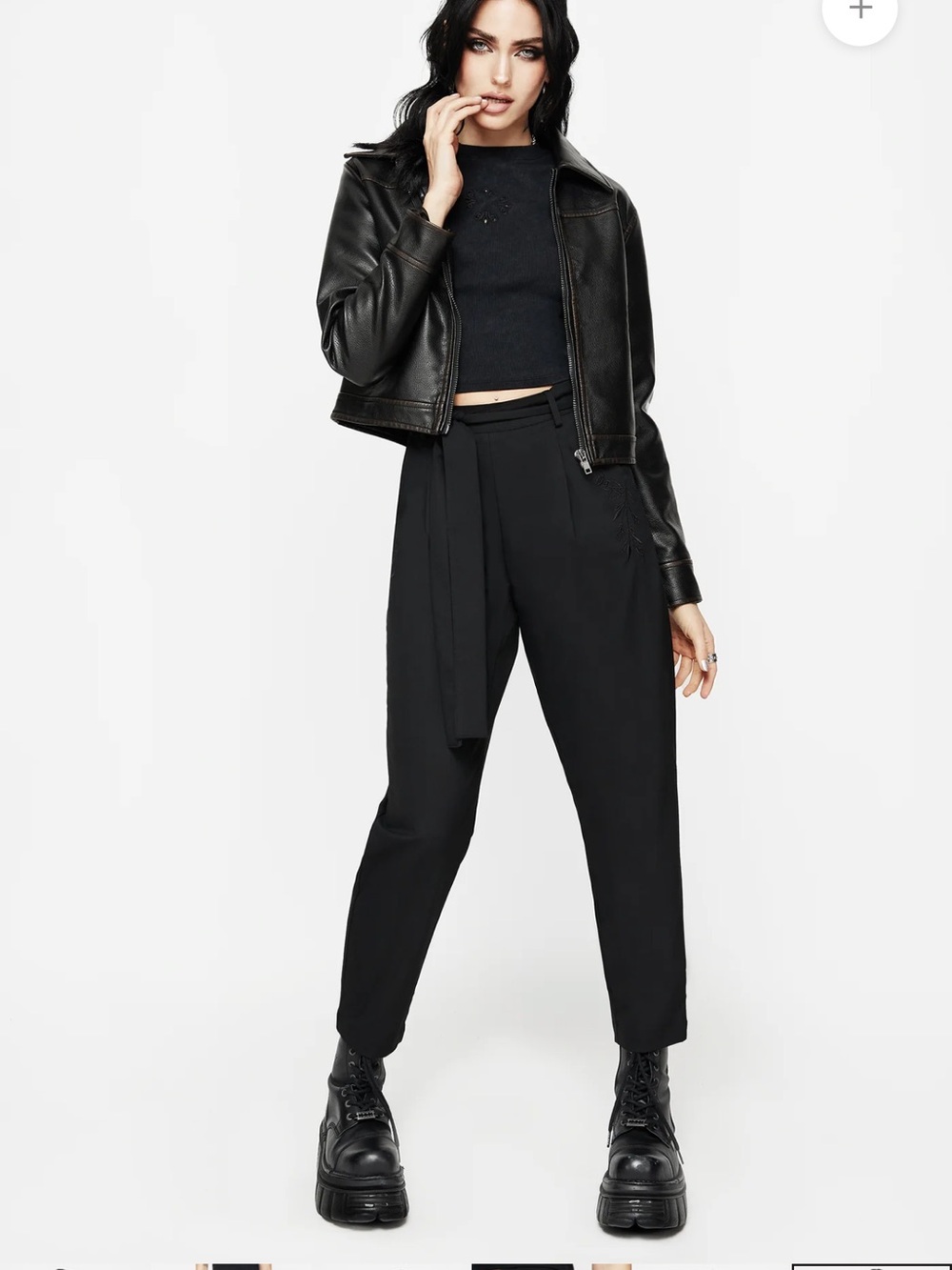 Disturbia Hester High-Waist Black Tie-Belt Tapered Pants